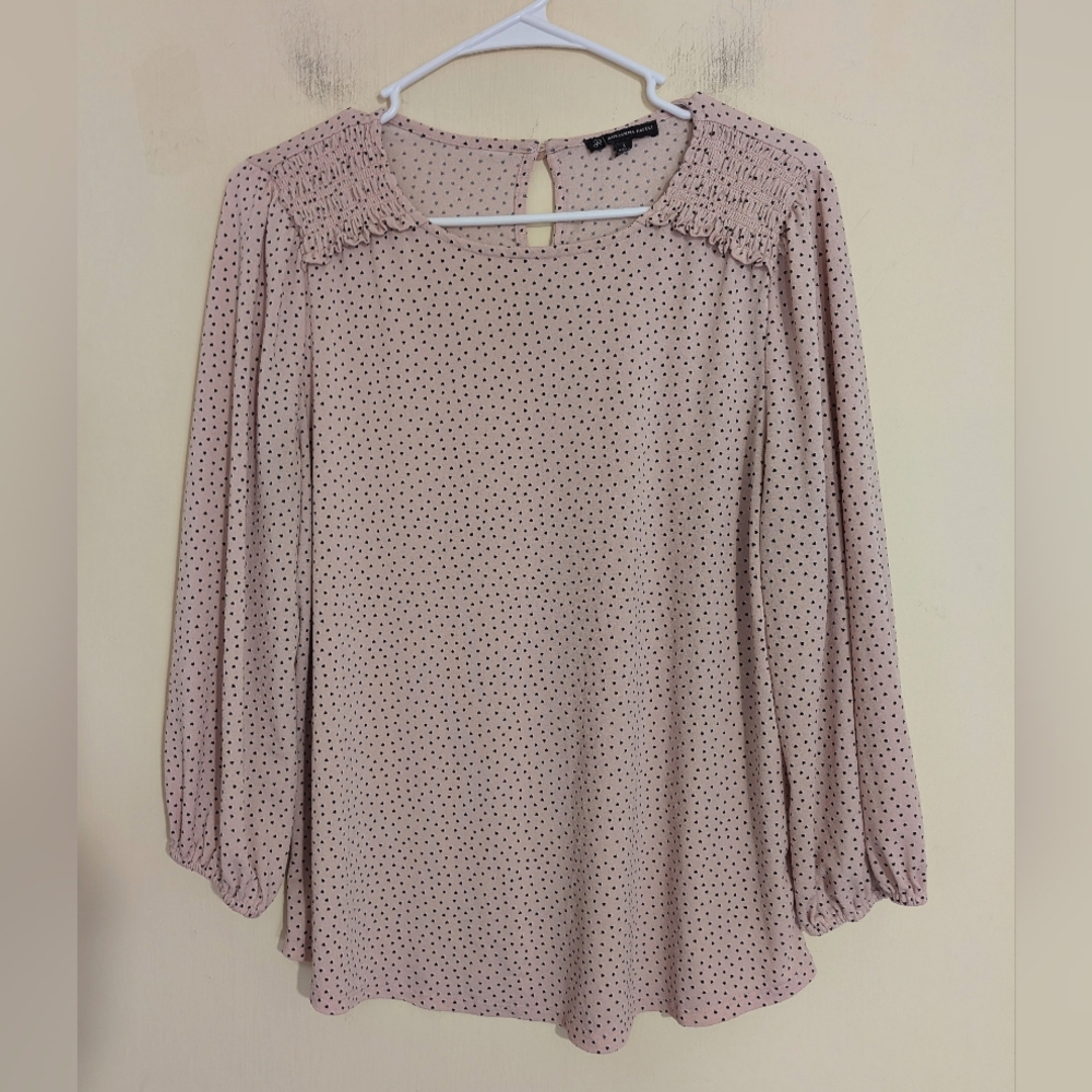 Adrianna Papell Top/Blouse Women's L Pink/Black‎ Hearts